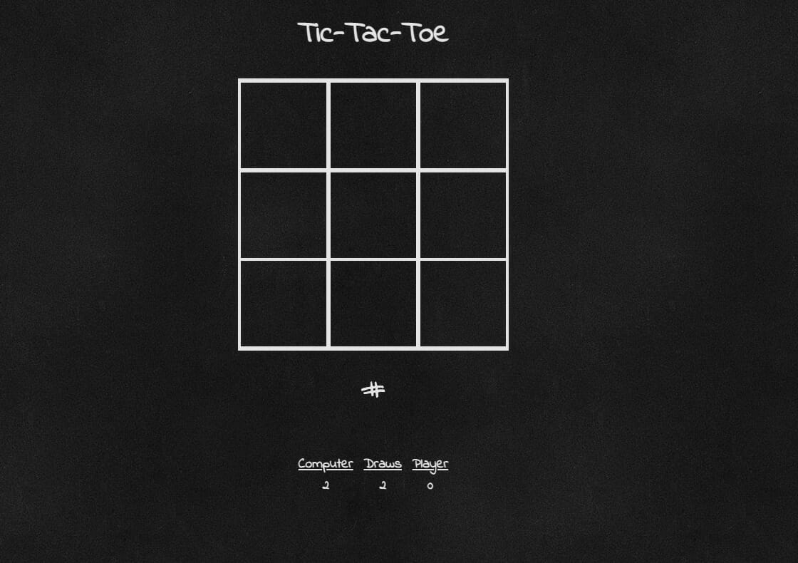 white tic tac toe game on black background with win loss tie record