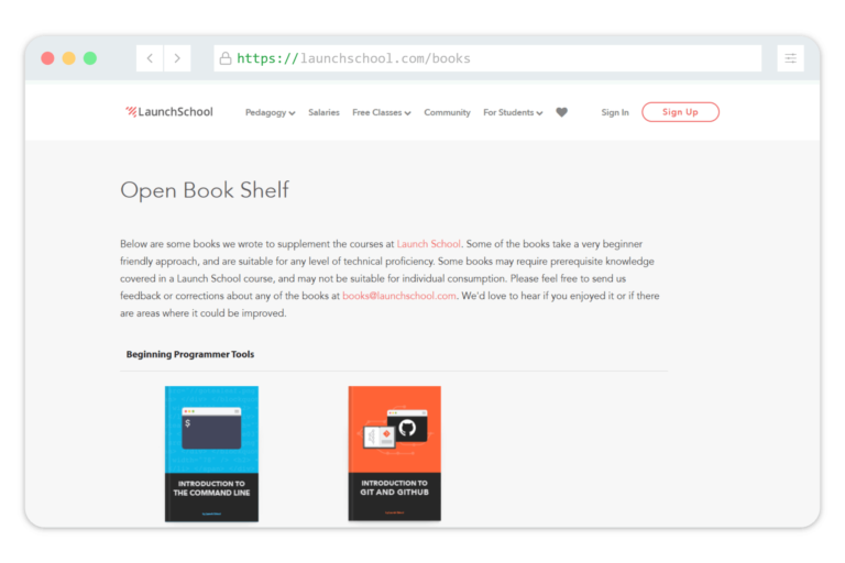 LaunchSchool Open Book Shelf