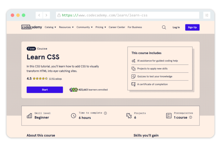 Codecademy CSS Course